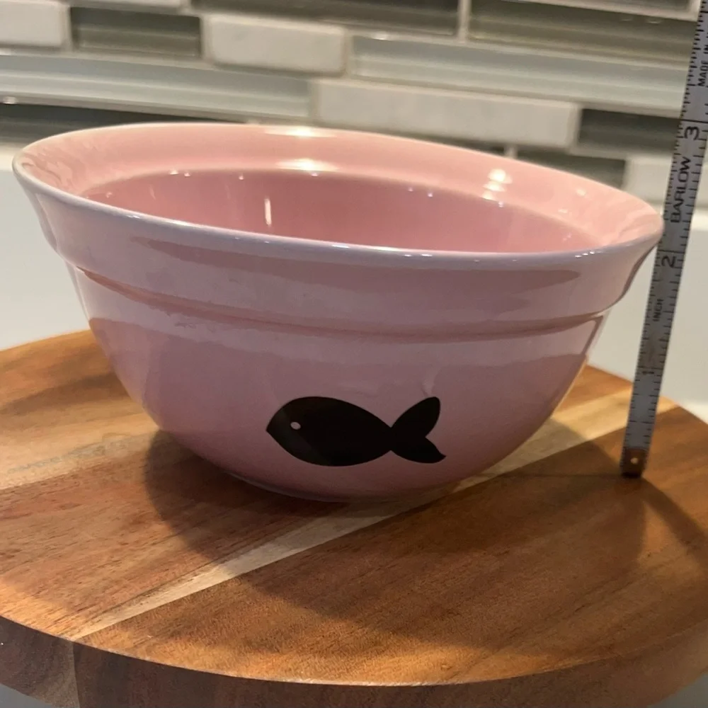 Cat ceramic food water bowl adorable pink by Fido’s Dinner